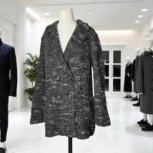 J.Jill Women Wool Alpaca Double Breasted Coat Jacket Gray Lined Button Up - XS